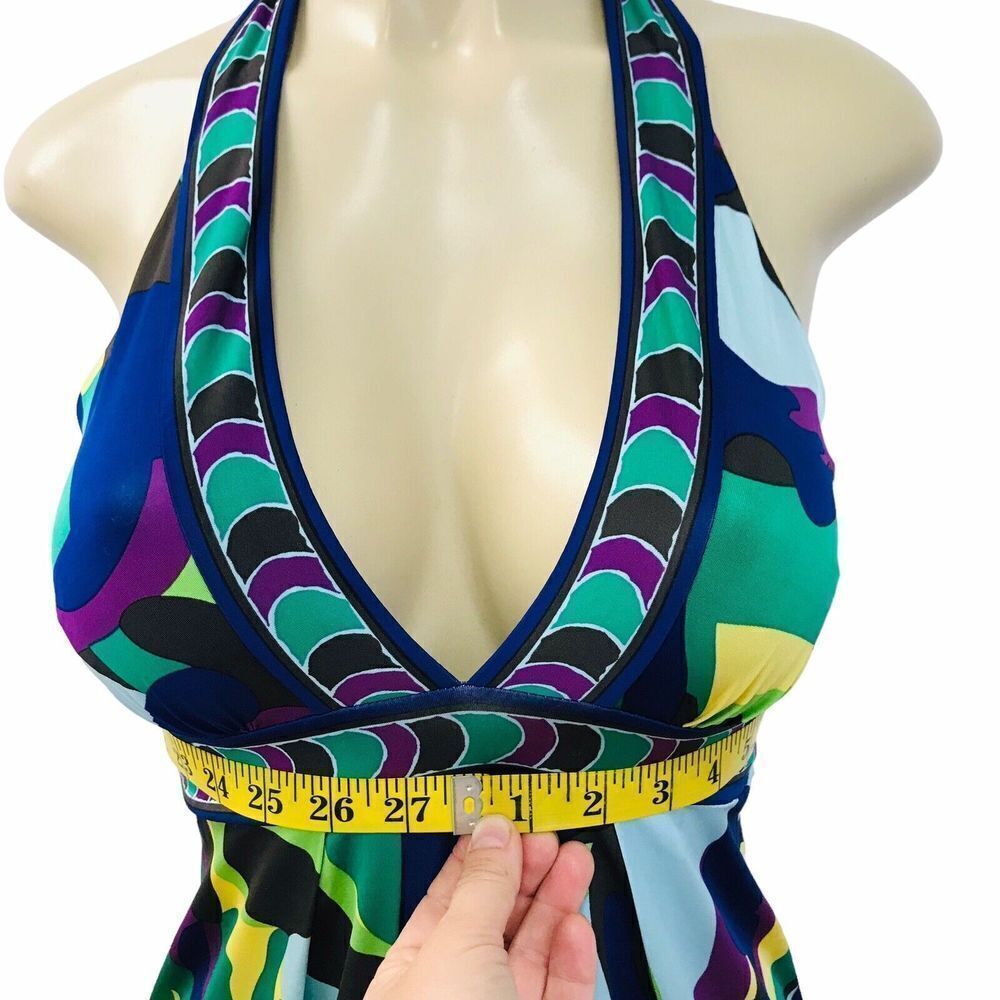 BCBG Maxazria Halter Knit Dress Size XS Multicolored Mini Stretch Open Back - Picture 8 of 16
